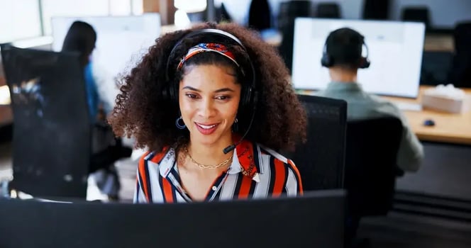 Woman working in a call center