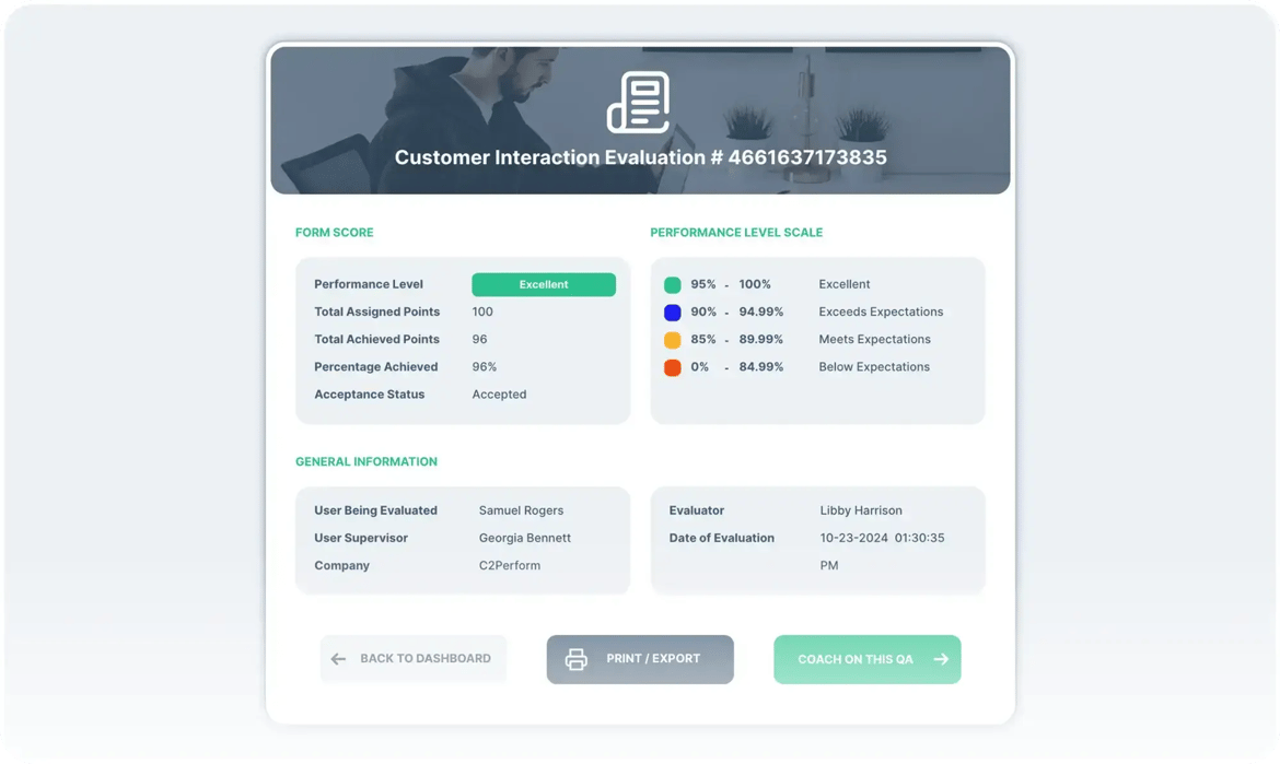 Customer interaction evaluation 